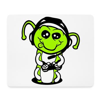 Gamer Raupe Nerd zocken Controller Konsole Spiel - Mousepad (Querformat) - Weiß - Vorne