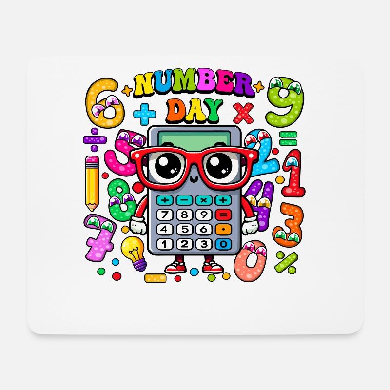 Zahlentag Buntes Mathe-Themen-Kinderdesign - Mousepad (Querformat) - Weiß