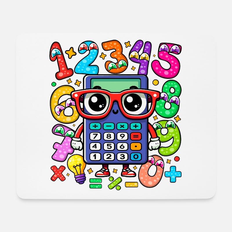 Zahl, Skurriler Mathe-Roboter mit nummerierten Ziffern - Mousepad (Querformat) - Weiß