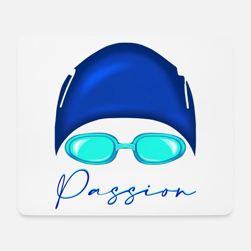 Passion Schwimmen Neon Blau - Mousepad (Querformat) - Weiß
