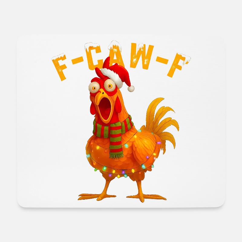 F-CAW-F Chicken Christmas Humor - Mousepad (Querformat) - Weiß