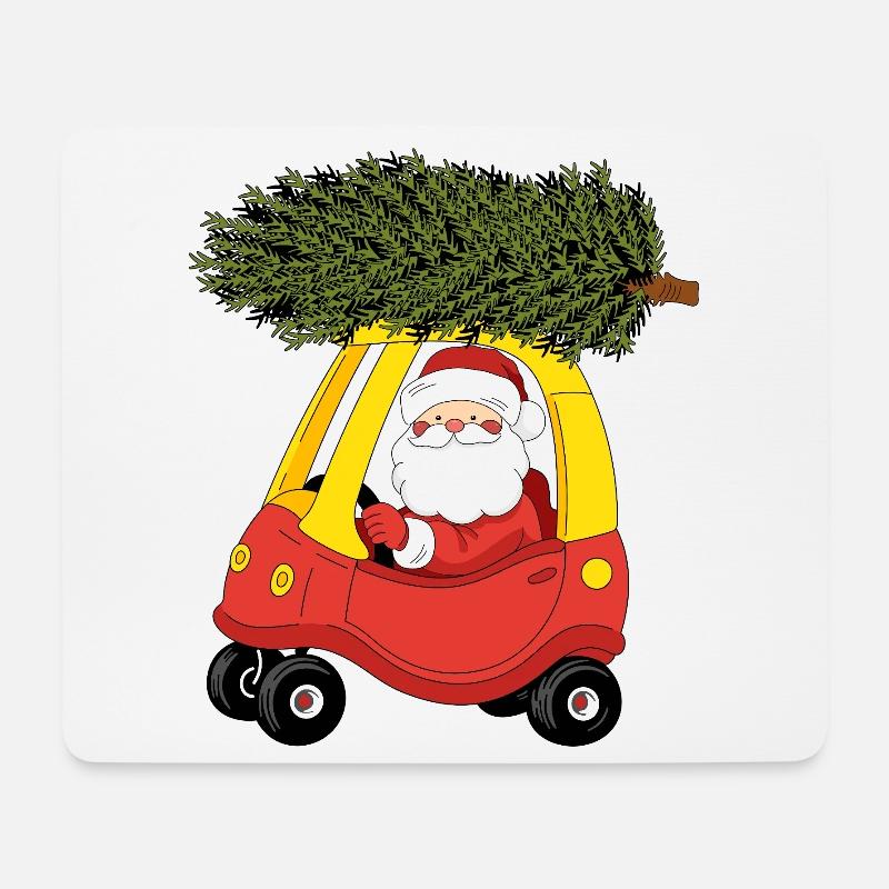 Santa Claus carries a Christmas tree - Mouse Pad (horizontal) - white