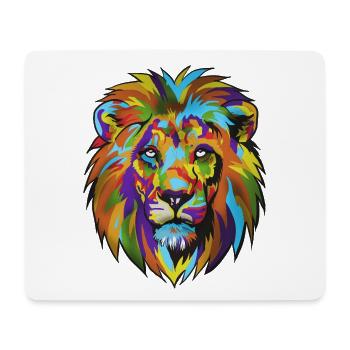 Löwen PopArt Farbrausch - Mousepad (Querformat) - Weiß - Vorne