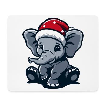 Noël des éléphants - Tapis de souris (format paysage) - blanc - Devant