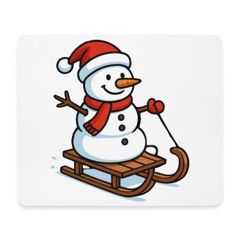 Schneemann auf Schlitten Weihnachtszauber - Mousepad (Querformat) - Weiß - Vorne