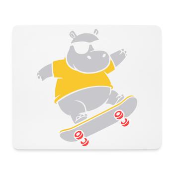 Cooles Nilpferd Skater Skateboard Vektor - Mousepad (Querformat) - Weiß - Vorne