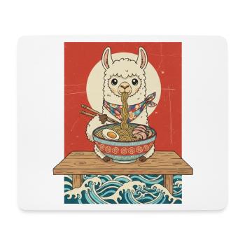 Nouilles ramen au lama Kawaii - Tapis de souris (format paysage) - blanc - Devant