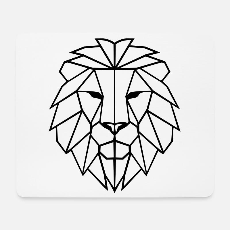 Löwe Polygon - Mousepad (Querformat) - Weiß
