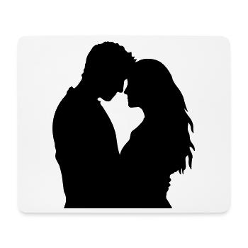 Couple Silhouette Amour Romance Petit ami de la Saint-Valentin - Tapis de souris (format paysage) - blanc - Devant