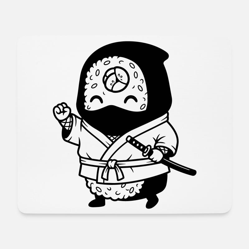Sushi Samurai Kawaii - Tapis de souris (format paysage) - blanc