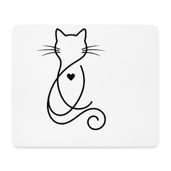 T-shirt Chat Minimaliste Ligne Art Coeur - Tapis de souris (format paysage) - blanc - Devant