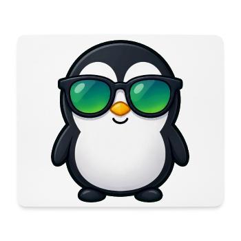 Süßer Pinguin Cartoon Kawaii mit Sonnenbrille - Mousepad (Querformat) - Weiß - Vorne