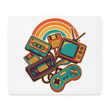 80er 90er Retro Technik Nostalgie Gamer - Mousepad (Querformat) - Weiß - Vorne