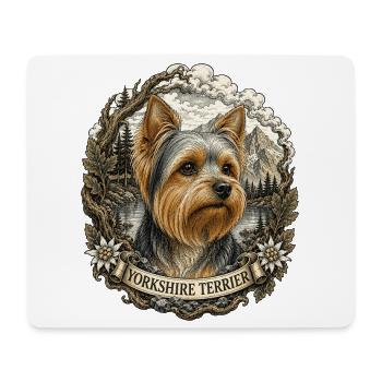 Yorkshire Terrier with Vintage Mountain Landscape - Mouse Pad (horizontal) - white - Front