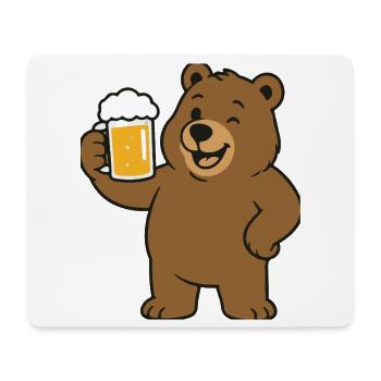 Bär mit Bierglas - Mousepad (Querformat) - Weiß - Vorne