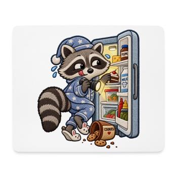 Waschbär auf nächtlicher Snacktour - Mousepad (Querformat) - Weiß - Vorne