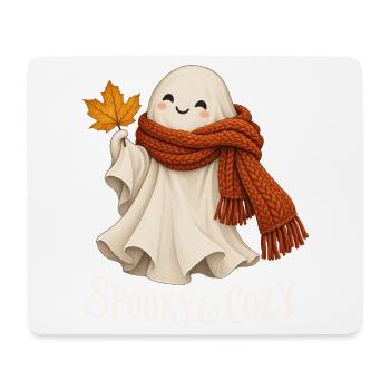 Spooky & Cozy - Herbstgeist mit rotem Schal - Mousepad (Querformat) - Weiß - Vorne
