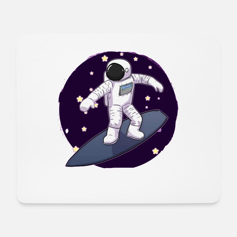 Astronaut bei Surfen - Mousepad (Querformat) - Weiß