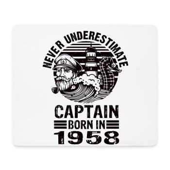 Never Underestimate Captain born in 1958 - Mouse Pad (horizontal) - white - Front
