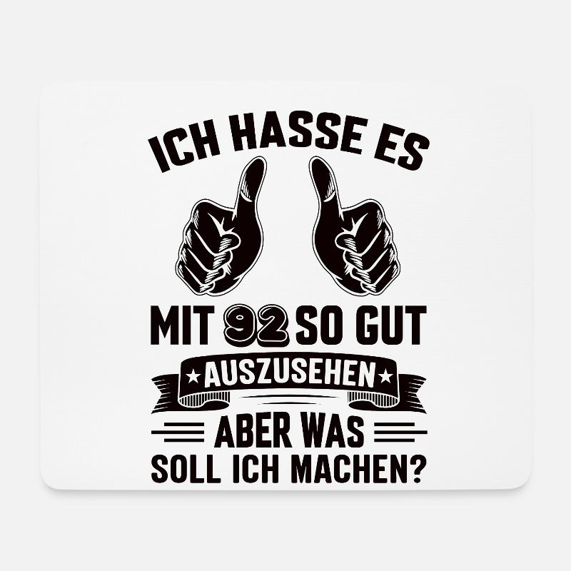 92 Geburtstag 92 Jahre 92 Lebensjahr 92 Lebenalter - Mousepad (Querformat) - Weiß