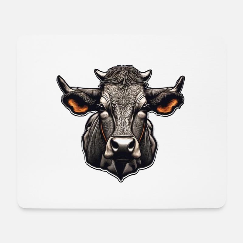 Kuh Kuhschädel Kuhkopf Kühe Milchkuh Landwirt - Mousepad (Querformat) - Weiß
