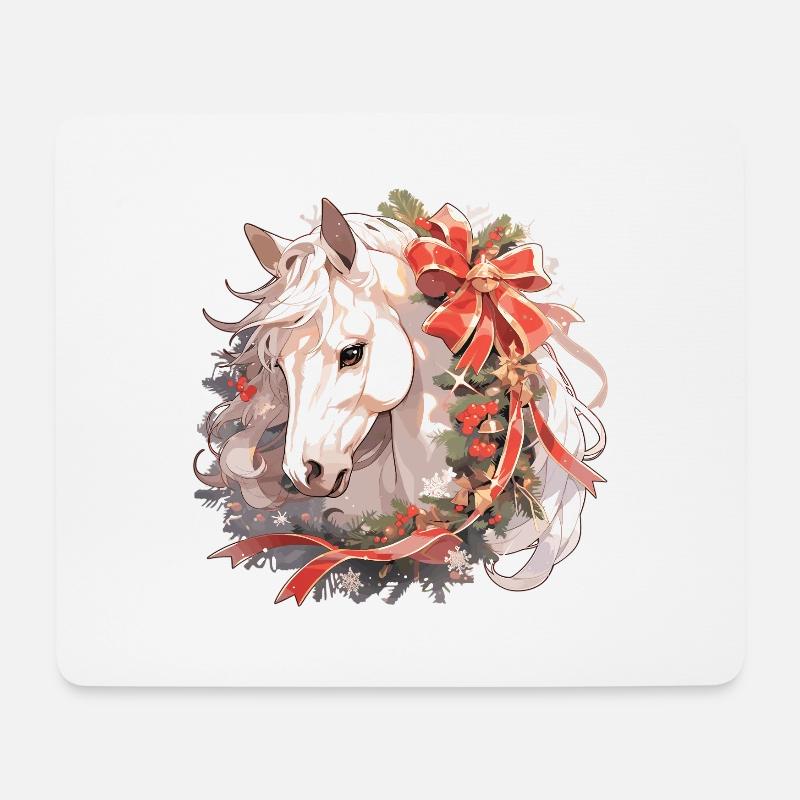 Pferd Pferde Weihnachten Reiten Reitsport - Mousepad (Querformat) - Weiß