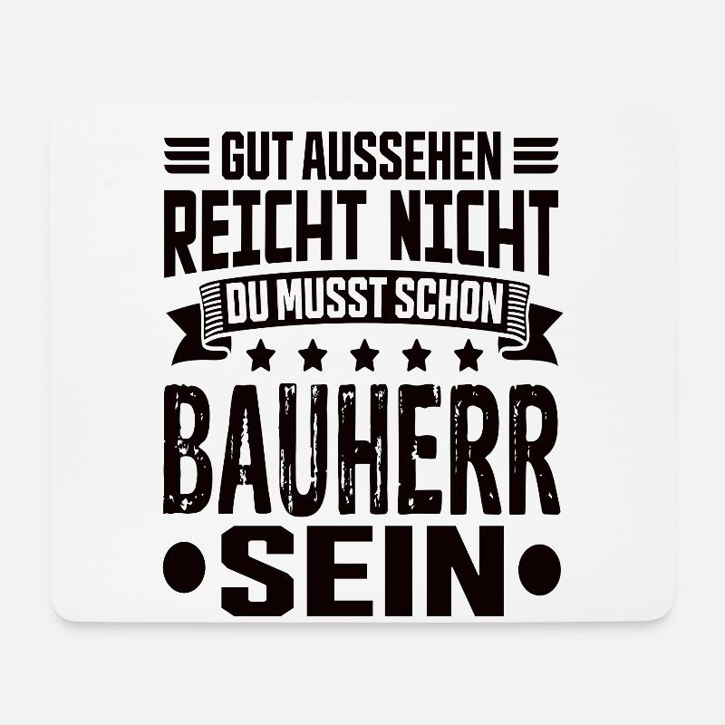 Bauherr Bauherren Hausbauer Eigenheim Richtfest - Mousepad (Querformat) - Weiß