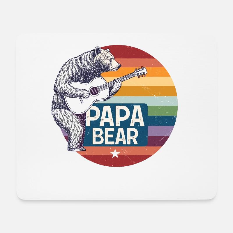 Papa Bear – Retro Design für Bärenliebhaber - Mousepad (Querformat) - Weiß