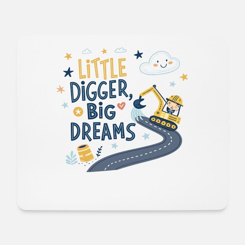Little Digger Big Dreams – Süßes Bagger Design - Mousepad (Querformat) - Weiß