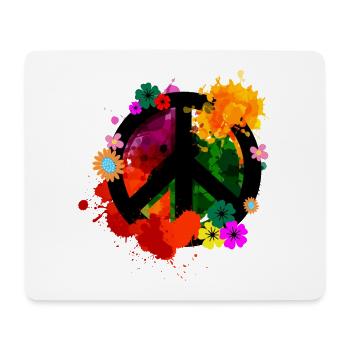 Friedensschild Blumen Retro Böhmische 60er Jahre - Mousepad (Querformat) - Weiß - Vorne