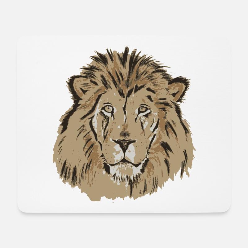 Löwenkopf - Mousepad (Querformat) - Weiß