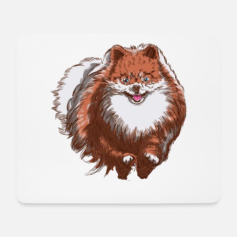 Süßer Spitz rennt auf dich zu - Spitz Hund Design - Mousepad (Querformat) - Weiß
