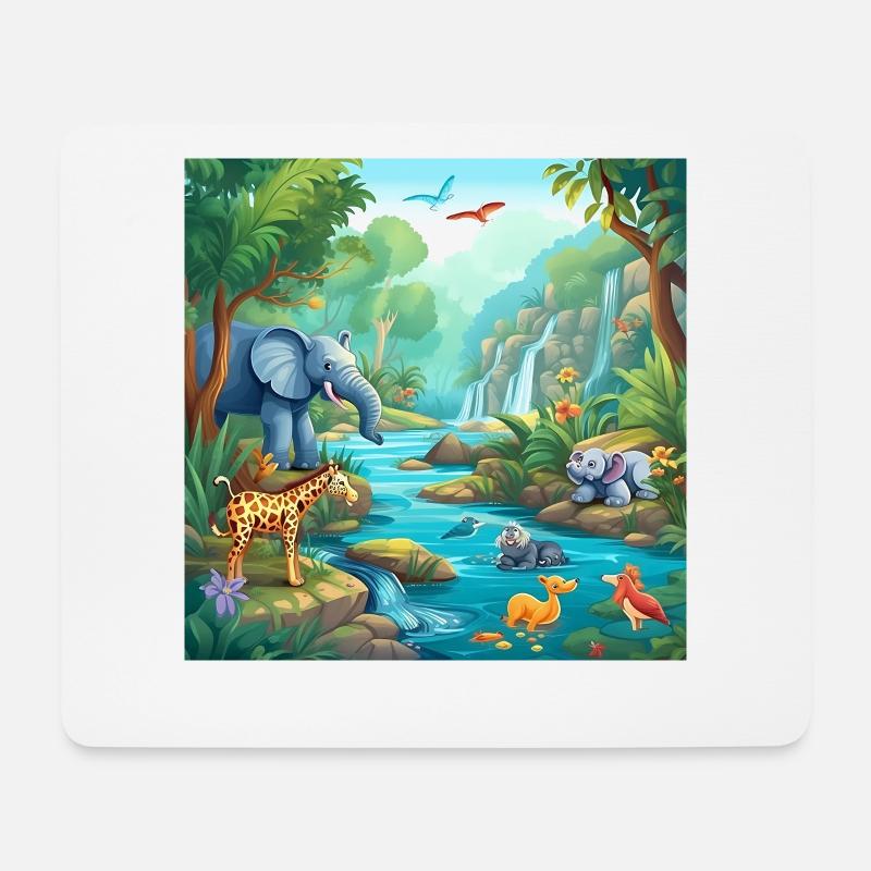 Jungle Animals Bathing Party - Mouse Pad (horizontal) - white