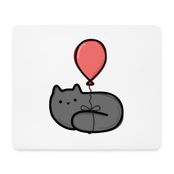 Katze mit Ballon - Mousepad (Querformat) - Weiß - Vorne