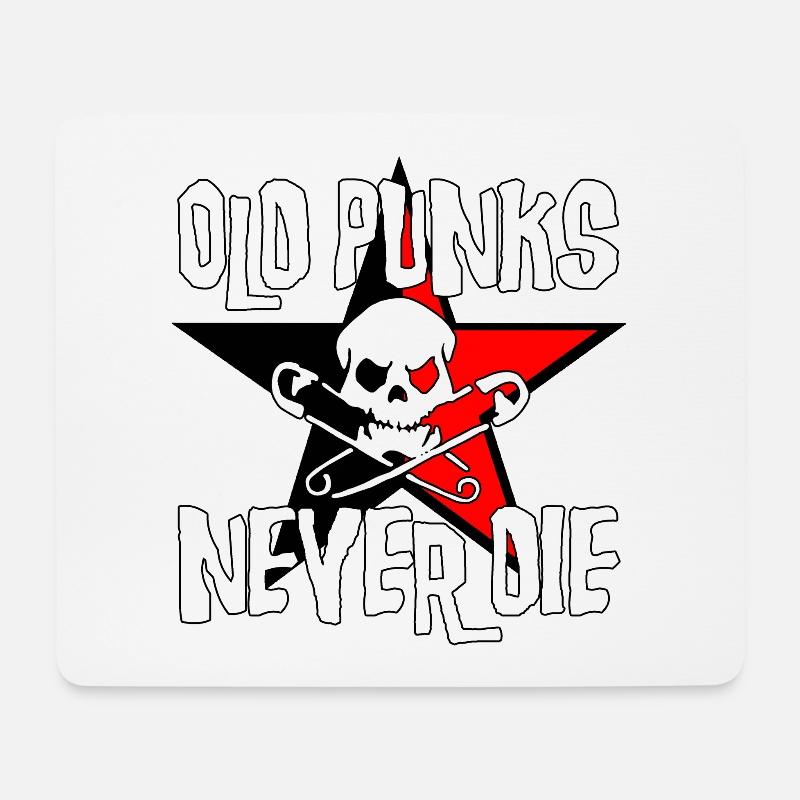 Old Punks Never Die - Mousepad (Querformat) - Weiß