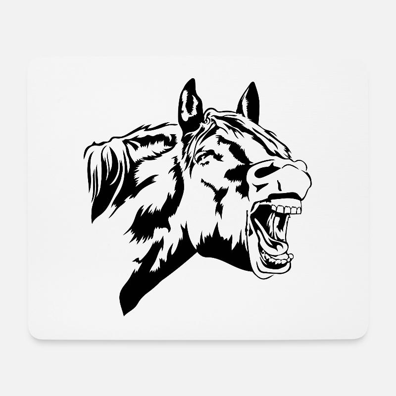 Lustiges Pferd Pferde Portrait Reiter Wilsigns - Mousepad (Querformat) - Weiß