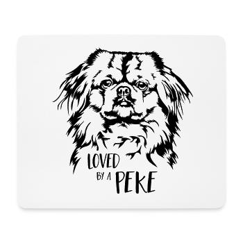 Aimé par un chien pékinois Peke Chien Wilsigns - Tapis de souris (format paysage) - blanc - Devant