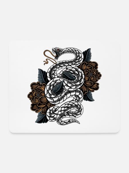 Shirohebi (白蛇 Weiße Schlange) - Mousepad (Querformat) - Weiß