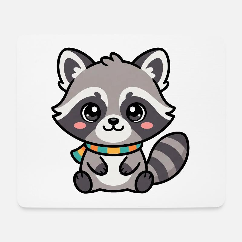 Cuddly raccoon with scarf - Mouse Pad (horizontal) - white