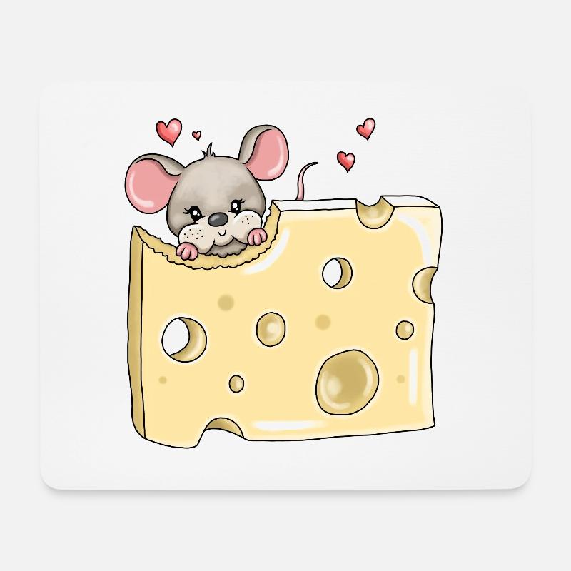 Hungrige Maus Löcher Käse - Mousepad (Querformat) - Weiß