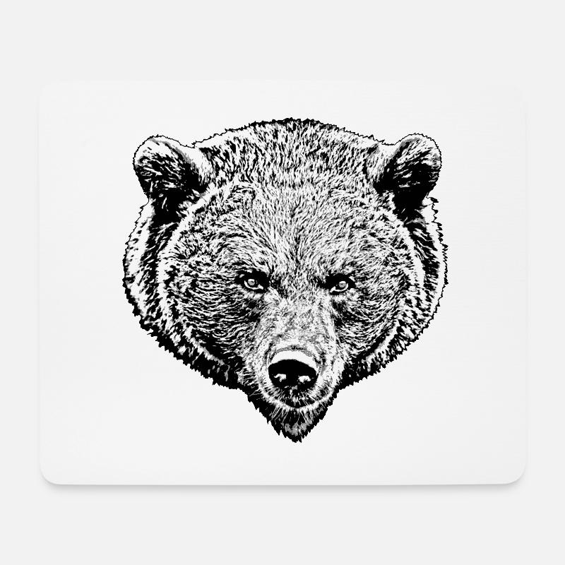 Grizzly schwarz weiß - Mousepad (Querformat) - Weiß
