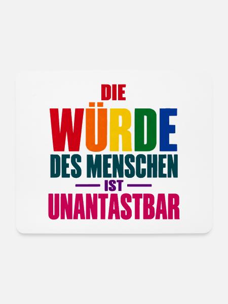 Die Würde des Menschen – Buntes Grundrechte-Motiv - Mousepad (Querformat) - Weiß