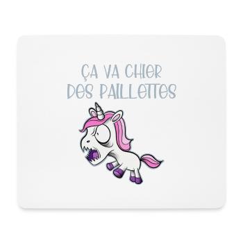 Licorne ça va chier des paillettes - Tapis de souris (format paysage) - blanc - Devant