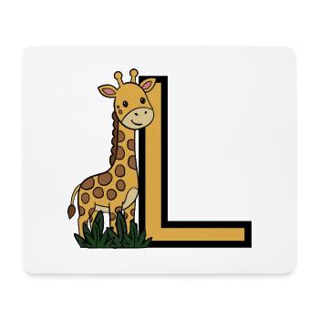 Giraffe und L Print - Mousepad (Querformat) - Weiß - Vorne