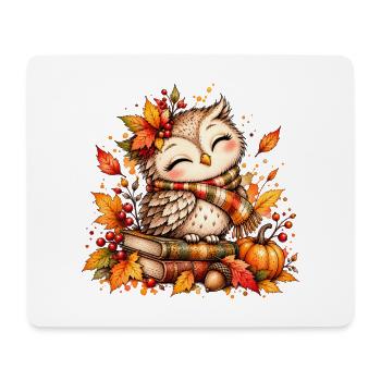 Kuschelige Herbst-Eule - Mousepad (Querformat) - Weiß - Vorne