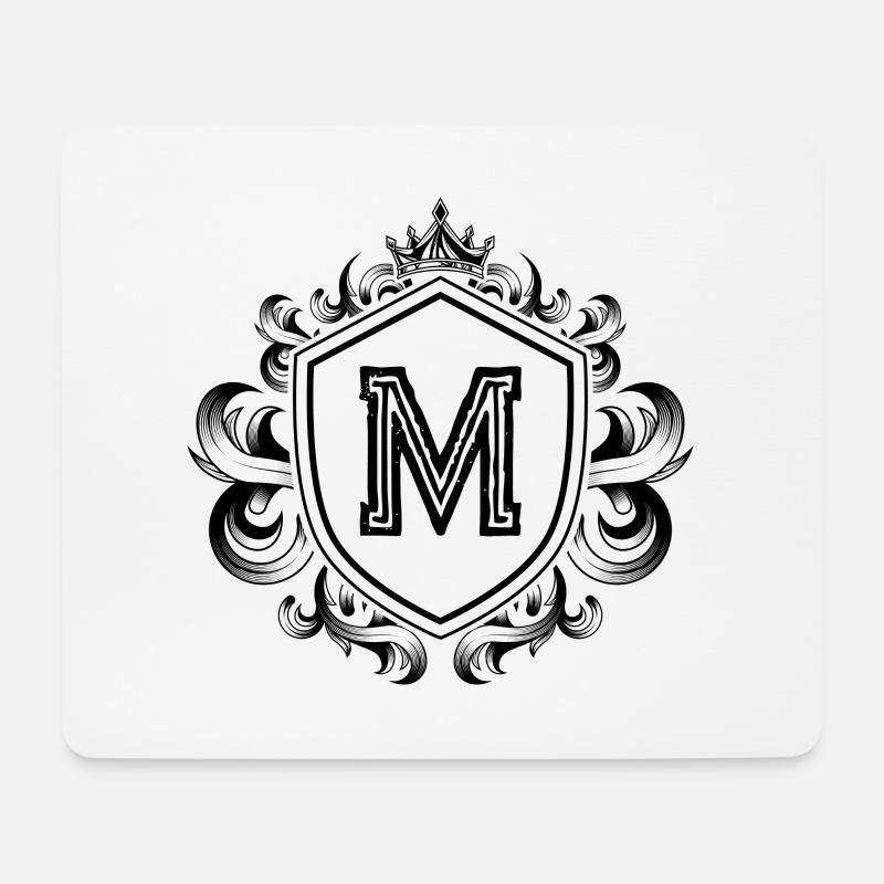 M Buchstabe Wappen - Mousepad (Querformat) - Weiß