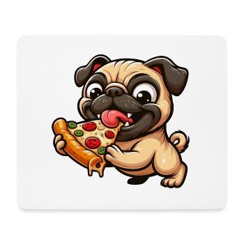 Drôle de chien de restauration rapide Carlin Pizza Fromage - Tapis de souris (format paysage) - blanc - Devant