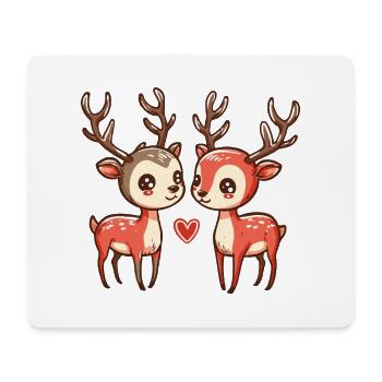 Couple De Cerfs Amoureux Animal Saint Valentin - Tapis de souris (format paysage) - blanc - Devant