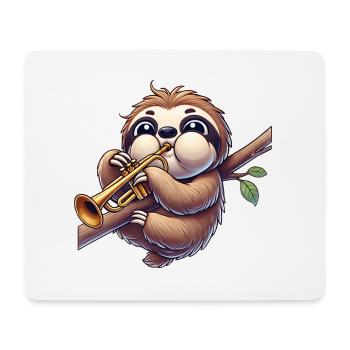 Sloth playing trumpet funny cartoon musician - Mouse Pad (horizontal) - white - Front