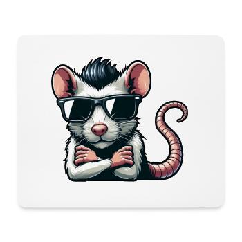 Coole Ratte Maus Sonnenbrille 50er Jahre 60er - Mousepad (Querformat) - Weiß - Vorne